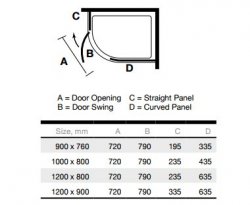 Merlyn 8 Series Frameless 1 Door Chrome Offset Quadrant