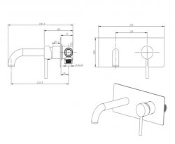 RAK Prima Tech Wall Mounted Basin Mixer With Backplate