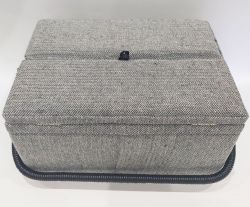 Herringbone Grey Large Sewing Basket Twin Lidded - Korbond