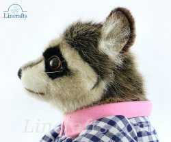 Soft Toy Dressed Girl Raccoon by Hansa (29cm) 7835