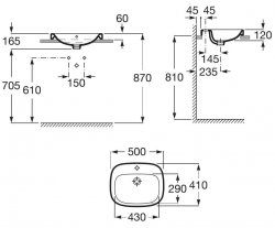 Roca Debba 500 x 410mm In-Countertop Basin