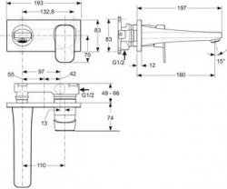 Ideal Standard Tonic II Single Lever Wall Mounted Basin Mixer - 180mm Spout