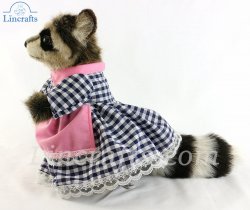 Soft Toy Dressed Girl Raccoon by Hansa (29cm) 7835