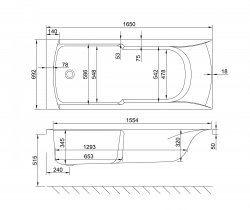 Carron Matrix SE 1650 x 700mm Carronite Bath