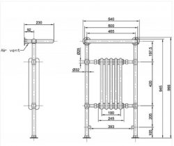 Bayswater Clifford 965 x 540mm Chrome and White Towel Radiator