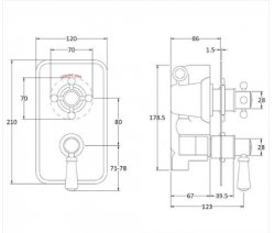 Bayswater Black & Chrome Twin Concealed Valve with Diverter
