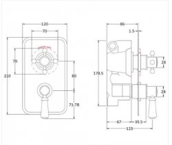 Bayswater White & Chrome Twin Concealed Valve with Diverter