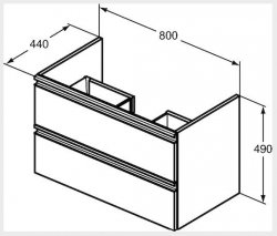 Ideal Standard Tesi Gloss Light Grey 80cm 2 Drawer Vanity Unit
