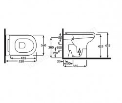 RAK Compact 42.5cm Rimless Back To Wall WC Pan