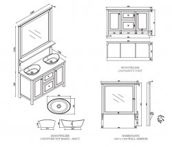 Harrogate Montpelier Arctic White 1200mm Vanity Unit & Double Basin