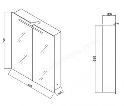 RAK Mirrors Solitaire Aluminium Single Mirrored Cabinet