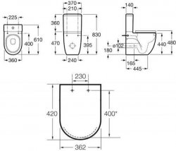 Roca Meridian-N Close Coupled Comfort Height Toilet