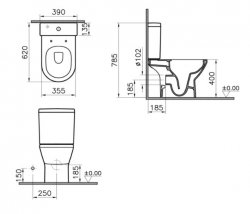 Vitra Integra Close Coupled Rimless Open Back WC