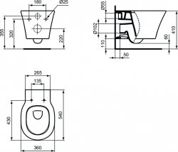 Ideal Standard Connect Air Aquablade Silk Black Wall Mounted WC