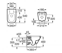 Roca The Gap CleanRim Wall Hung Toilet