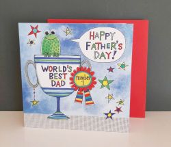 Fathers Day Card - Worlds Best Dad - 3D Googly Eyes - Eye Eye 