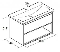 Ideal Standard Connect Air 800mm Vanity Unit with 1 Drawer and Open Shelf (Matt Dark Brown with Matt White Interior)