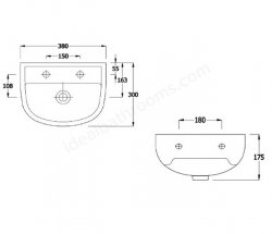 RAK Compact 38cm 1 Tap Hole Special Needs Basin With No Overflow