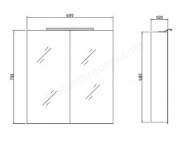 RAK Mirrors Vogue Aluminium Double Mirrored Cabinet