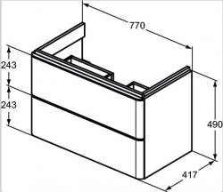 Ideal Standard Strada II 800mm Wall Hung Matt Anthracite Washbasin Unit with 2 Drawers