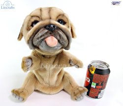 Soft Toy Pug Puppy Dog Puppet by Hansa (26cm) 8445