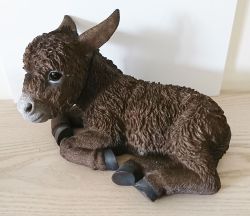 Vivid Arts Donkey Baby - Brown Chocolate Laying Lifelike Ornament - Garden Indoor H19cm L28