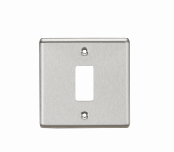 Knightsbridge 1G Grid Faceplate - Rounded Edge Brushed Chrome - (GDCL1BC)