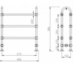Bayswater Benjamin 780 x 685mm Chrome Towel Rail