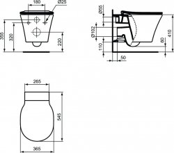 Ideal Standard Connect Air Aquablade Silk Black Wall Mounted WC