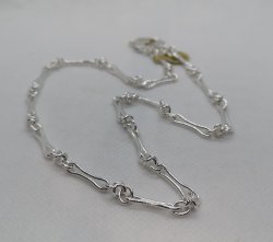 Silver Bar & Figaro Link Ladies Necklet