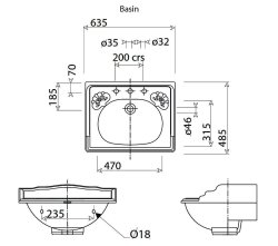 Silverdale Victorian 635mm Basin - Old English White