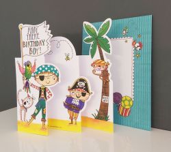 Birthday Card - Boy Kids - Pirate - 3 Fold Glitter Die-cut - Whippersnappers