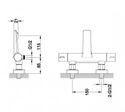 RAK Blade Thermostatic Wall Mounted Exposed Bath Shower Mixer