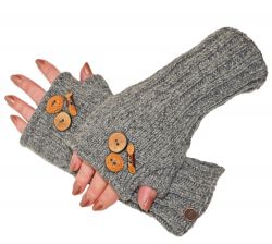 Fleece lined wristwarmer - fruit button - Grey