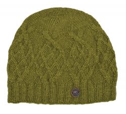 Trellis Diamond Beanie - pure wool - Green