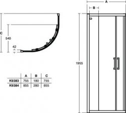 Ideal Standard Connect 2 800 x 800mm Quadrant Shower Enclosure