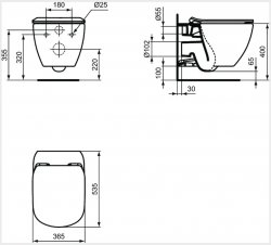 Ideal Standard Tesi Silk Black Wall Hung WC with Aquablade