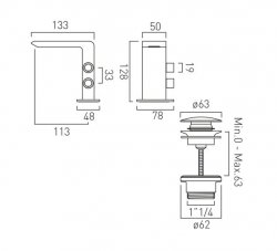 Vado Omika Mono Basin Mixer with Universal Waste