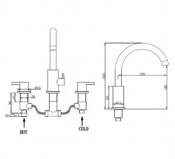 RAK Prima Tech 3 Hole Deck Mounted Bath Filler