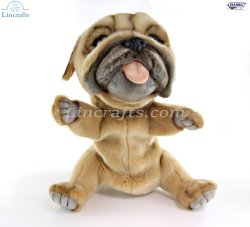 Soft Toy Pug Puppy Dog Puppet by Hansa (26cm) 8445