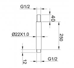 RAK 250mm Chrome Round Brass Ceiling Shower Arm