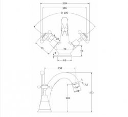 Bayswater Black & Chrome Crosshead Mono Basin Mixer with Dome Collar