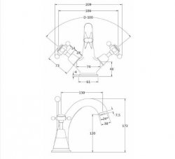 Bayswater White & Chrome Crosshead Mono Basin Mixer with Dome Collar
