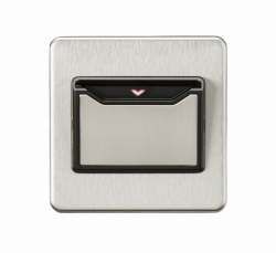 Knightsbridge Screwless 32A 1G Key Card Switch - Brushed Chrome - (SFCARDBC)