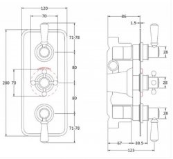 Bayswater Black & Chrome Triple Concealed Valve