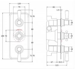 Bayswater White & Chrome Triple Concealed Valve