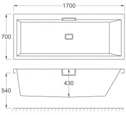 Carron Celsius Single Ended Right Hand 1700 x 700mm Carronite Bath includes Overflow/Filler