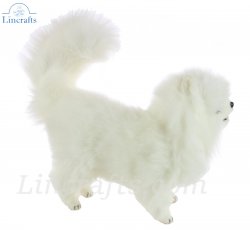 Soft Toy White Pomeranian Dog by Hansa(49cm.L) 7324
