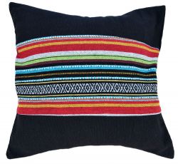 Filled cushion - cotton Gheri Panel - Black
