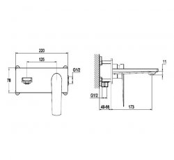RAK Blade Wall Mounted Basin Mixer Tap With Backplate